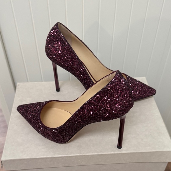 Jimmy Choo Sparkling Maroon Heels - Picture 2 of 4